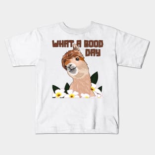 What A Good Day Llama Vicuna Guanaco Breeder Alpaca Kids T-Shirt